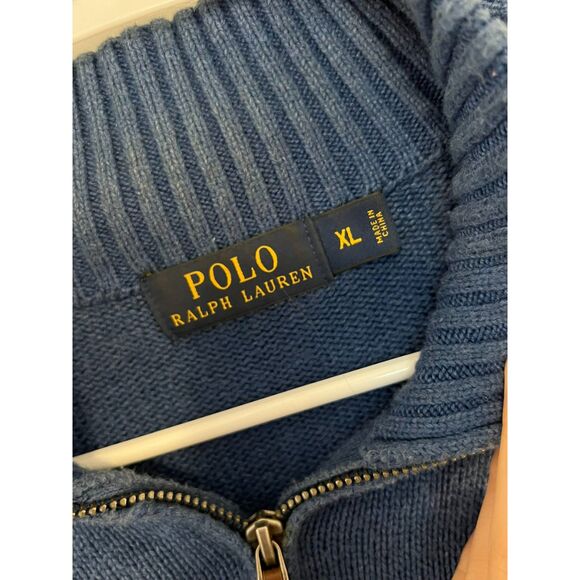 Polo Ralph Lauren Blue 1/4 zip pullover sweater mens XL 100% cotton knit - Picture 3 of 9